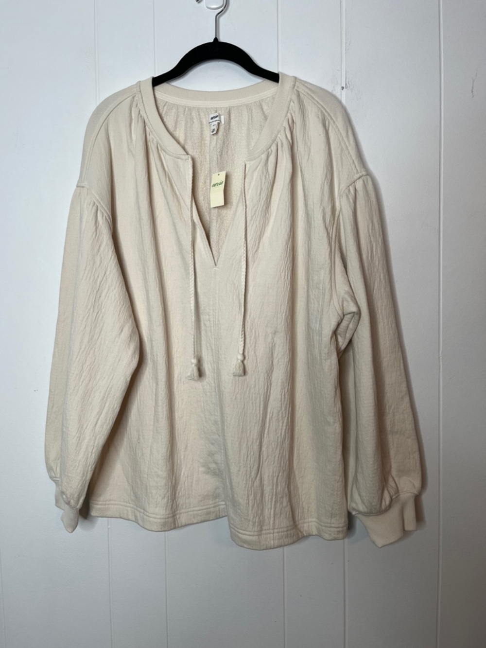 NWT aerie Cream Tie-Neck Pullover Top Oversized
